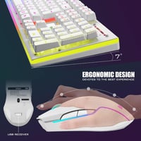 RedThunder K10 Vezeték Nélküli Gamer Billentyűzet és Egér Szett - Háttérvilágítás, AZERTY, Újratölthető, 3200DPI, PC/PS5/Xbox Kompatibilis,  5