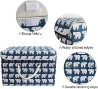 Cutie de depozitare pliabilă Fcalvy cu capac - Cutie de jucării cu model Urs Polar pentru copii, pentru haine - Material bumbac, 38x25x25 cm 4