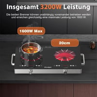 Cooksir Hordozható Üvegkerámia Főzőlap 2 Égővel - 3200W Infravörös Melegítés, Érintő/Gombos Vezérlés, 56cm, Dugós Csatlakozás

AI: I've crea 2