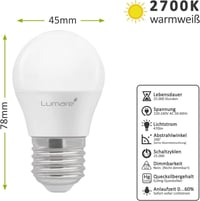 Lumare E27 LED izzó, meleg fehér, 5W, 5db-os csomag, újracsomagolt 5