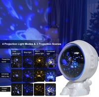 URAQT Űrhajós Csillagos Égbolt Projektor - 360° Forgatható, 8 Zenével, 3 Vetítési Témával, 4 Fénymóddal, USB Töltéssel, Gyerekszobába, Ajánd 4