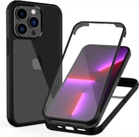 iPhone 13 Pro Fekete Ütésálló Tok Beépített Kijelzővédővel 1