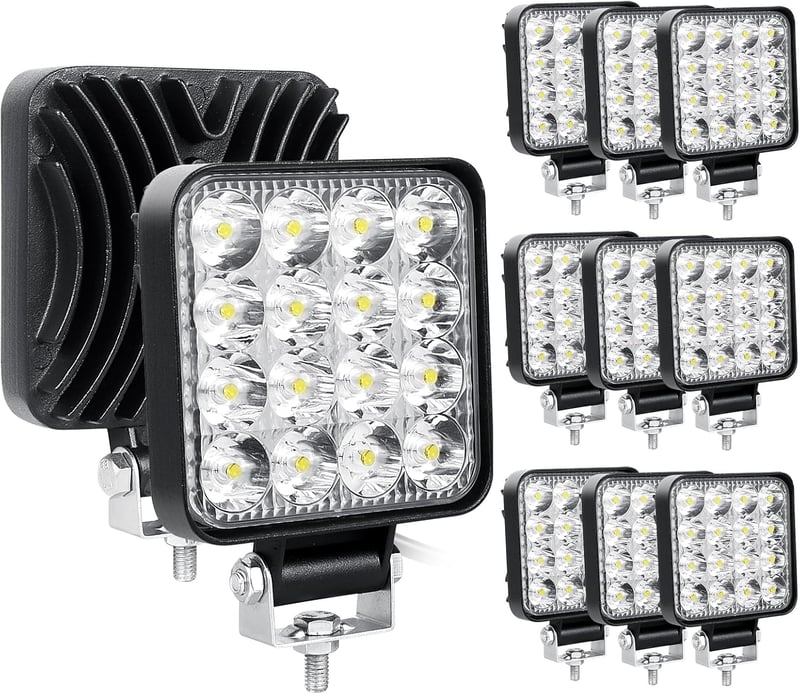 RIGIDON 10 db-os 48W LED Munkalámpa Szett - 3,3" Mini Spotlámpák Terepjáróhoz, SUV, ATV, Traktor, 4x4 Járművekhez, 6000K Fehér Fény, Vízálló