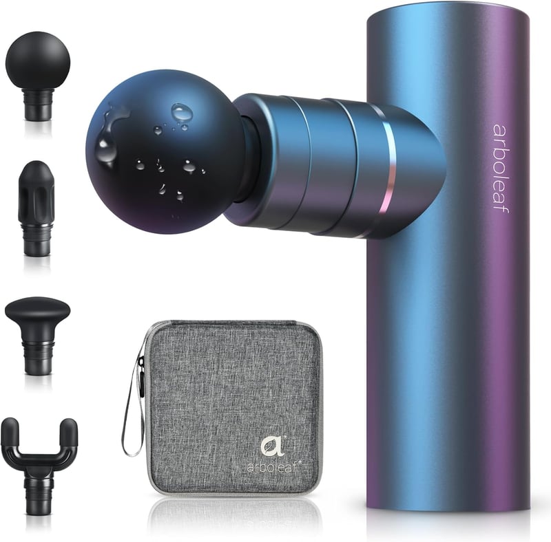 arboleaf Mini Masszázspisztoly 3200 RPM - Intelligens AI Szintekkel, 4 Fejjel, Könnyű Izomfeszültség-oldó Készülék, USB-C Töltés, Hordtáskáv