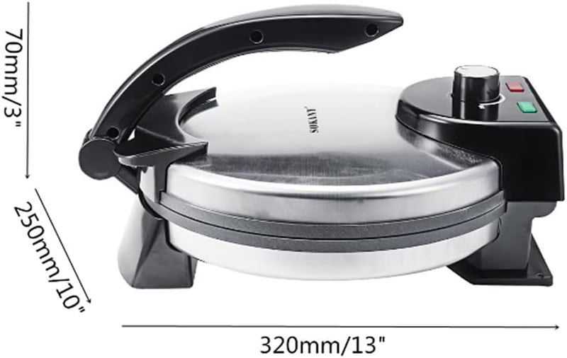 SOKANY KJ-507 1100W-os rotisütő, 32 cm-es tortillaprés, tapadásmentes bevonat, chapatihoz, indiai rotihoz és pataconerához