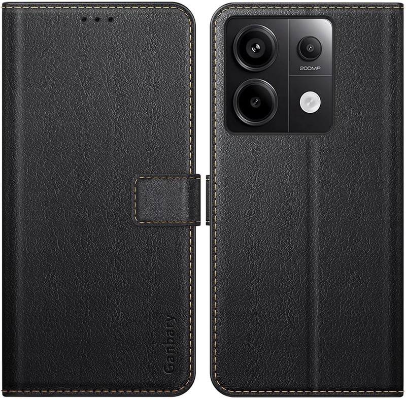 Xiaomi Redmi Note 13 Pro 5G/Poco X6 5G Prémium Bőr Flip Tok - Fekete, Kártyatartóval