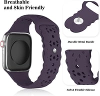 Apple Watch szilikon szíj 38/40mm, légáteresztő csipkés minta, 3db (lila-fekete-fehér) 3