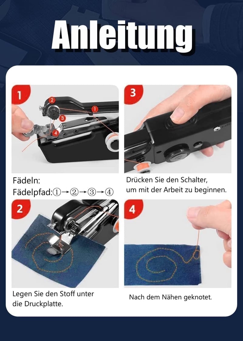 Hordozható Kézi Varrógép - Mini Elektromos Varrógép Kezdőknek, Otthoni DIY Varrási Projektekhez, Kiegészítőkkel és Alsószállal