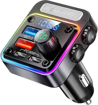 Nulaxy 54W Bluetooth 5.3 FM Transzmitter Autóba - 4 Töltőporttal (PD 36W & QC3.0 18W), 5 Színű LED Háttérvilágítás, Mélyhangzású Lejátszó, K 1