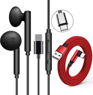 Vízálló USB-C BASS Fülhallgató Mikrofonnal és Hangerőszabályzóval – 4 db-os csomag