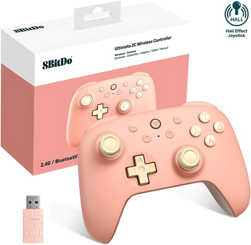 8bitdo Ultimate 2C Vezeték Nélküli Kontroller PC és Android Eszközökhöz - Hall-Effekt Joystick, 1000 Hz Válaszidő, Programozható Gombok, Tur
