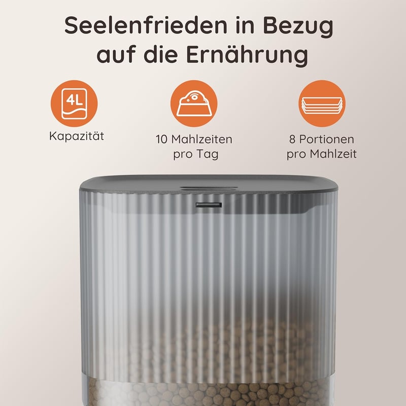 WOPET 4L WiFi Automata Macska Etető - Applikációs Vezérlés, Lassú Etetés, Hangfelvétel, Napi 1-10 Étkezés Macskáknak és Kutyáknak