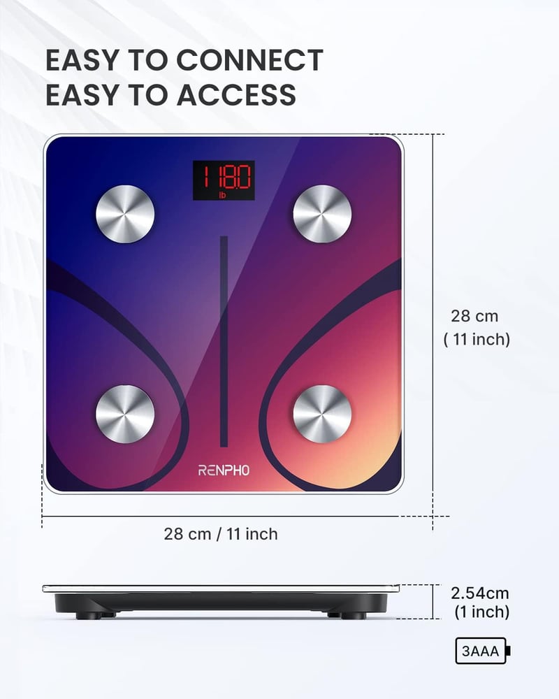 RENPHO Bluetooth okos testösszetétel-mérleg, BMI és testzsír analízis, piros
