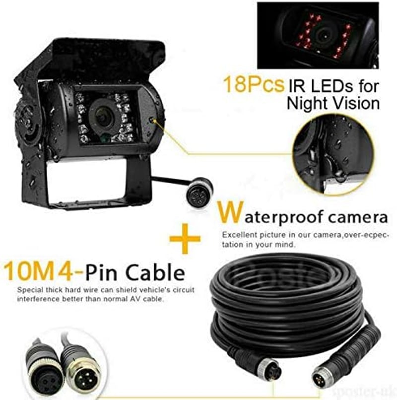 Baceyong 170°-os HD CCD Tolatókamera 18 LED-del, Teherautókhoz, 10m Kábellel