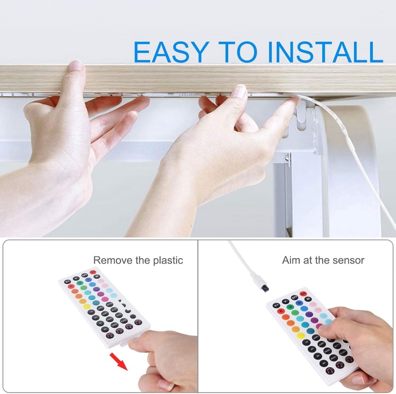 JA 5M RGB LED Szalag 150 LED 5050 SMD - 12V Tápegységgel, 44 Gombos Távirányítóval és Vevőegységgel - Dekorációs Világítás Otthonra