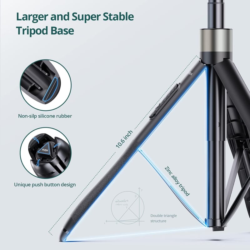 ATUMTEK 165 cm Szelfi Bot Tripod Állvánnyal - Levehető Bluetooth Távirányítóval, iPhone és Android Telefonokhoz, Videózáshoz, Vlogoláshoz, É