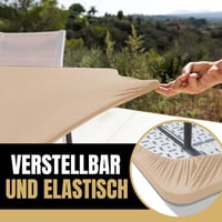 Glop Kültéri Asztalterítő 182x76 cm - Bézs Vízlepergető Elasztikus Téglalap Alakú Terítő Kertbe, Erkélyre, Kempingezéshez - Mosható Poliészt 2