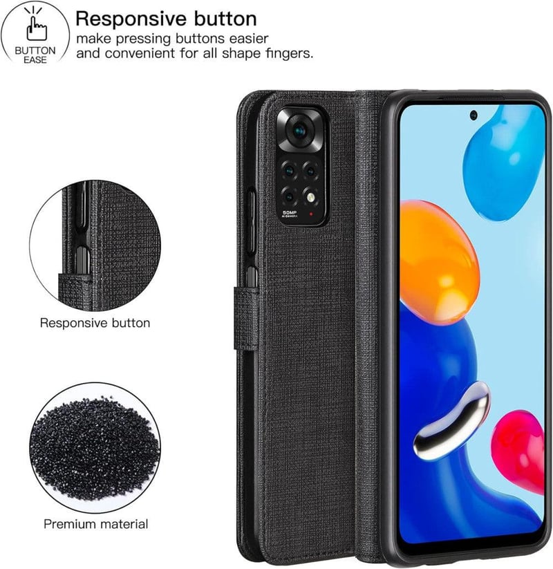 Xiaomi Redmi Note 11 Fekete Mágneses Pénztárcatok Kártyatartóval