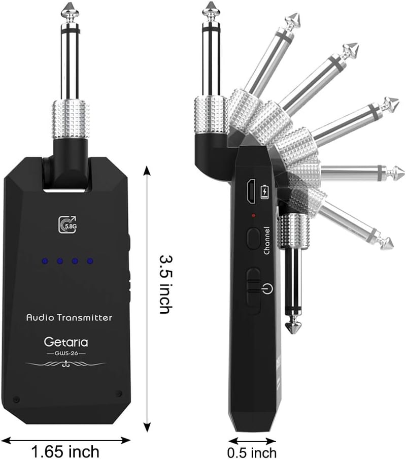 Getaria 5.8GHz-es vezeték nélküli gitár adó-vevő rendszer elektromos gitárhoz és basszushoz