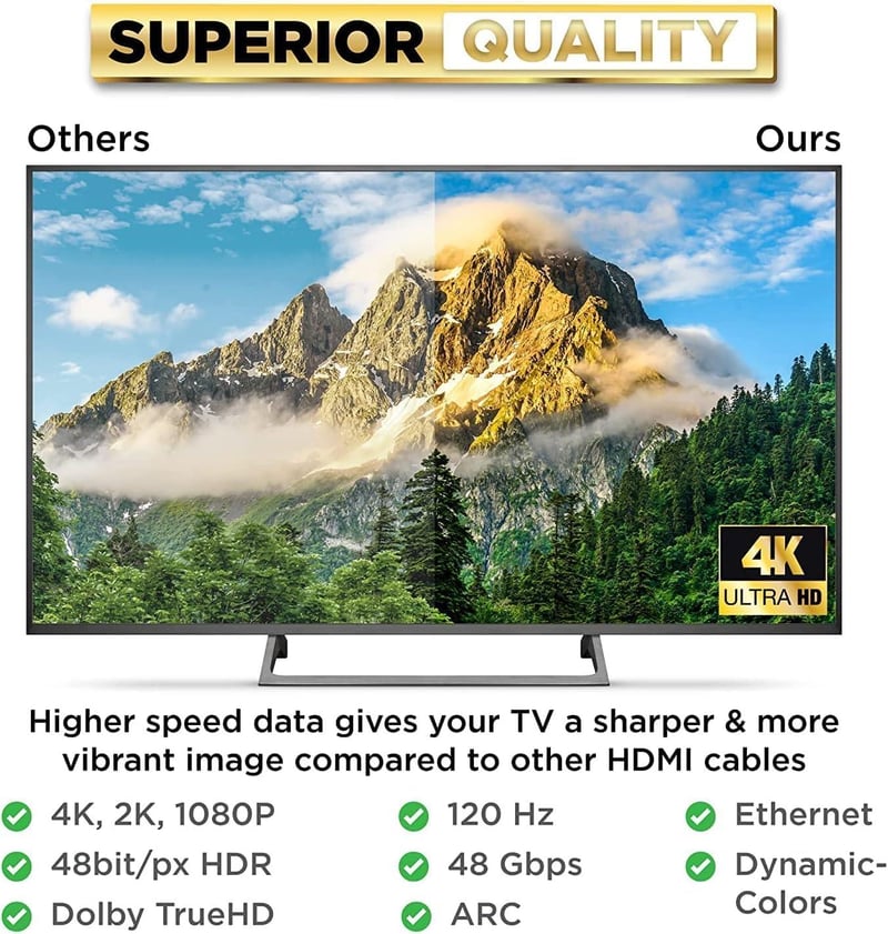 PowerBear 4K HDMI kábel 15m, arany csatlakozós, nylon fonott
