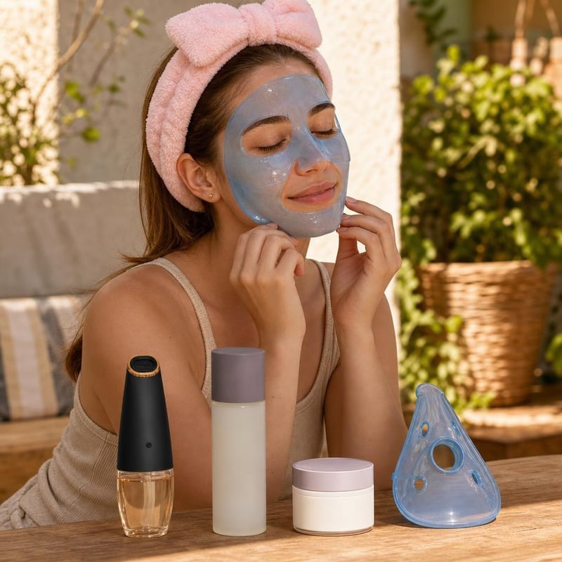 Ritual za blistavu kožu: 8u1 čistač + esencija toner + krema s vit. A + maska + spa traka za kosu