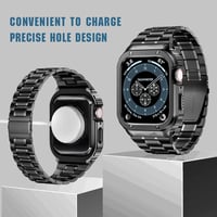 Apple Watch 44mm fém szíj és védőtok szett - MioHHR ütésálló, fekete acél, 6/5/4/SE sorozathoz 3