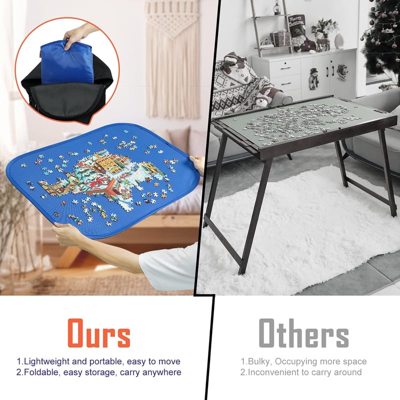 HXMARS Nagy Összehajtható Puzzle Tároló Alátét 1000 Darabos, Lila
