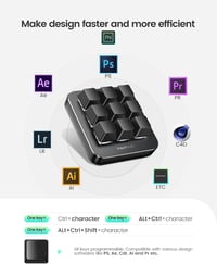 VAYDEER Makró Billentyűzet - Programozható Mini Mechanikus Gamer Keyboard 9 Egyedi Gombbal, 6 Funkcióréteggel, Windows és MacOS Kompatibilit 6