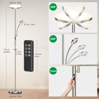Amdelne LED Állólámpa Távirányítóval - 2in1 Dimmelhető 30W Mennyezeti Lámpa Flexibilis 5W Olvasólámpával, 4 Színhőmérséklet, Ezüst, Nappali, 4