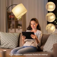 GLUROO Modern Állólámpa Távirányítóval - Íves Fekete Fém Lámpa 3 Színhőmérséklettel, Fokozatmentes Fényerőszabályzóval és Lábkapcsolóval Nap 6