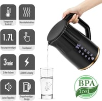 ForMe Rozsdamentes Acél Vízforraló 1,7L - Digitális LED Kijelző, 40-100°C Hőmérséklet Szabályozás, Melegen Tartó Funkcióval, Teafőzéshez, BP 4