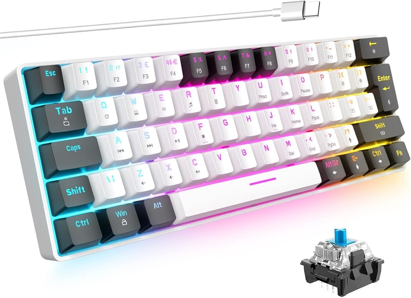 ZIYOU LANG 60% Kompakt RGB Mechanikus Gamer Billentyűzet, Kék Kapcsolók, PC/PS4/Xbox