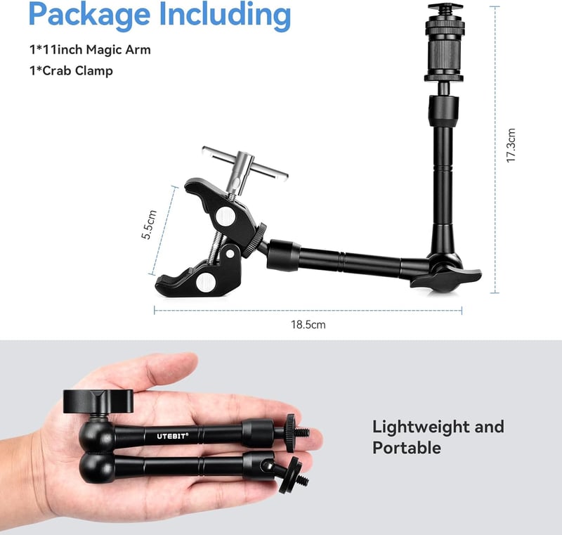 UTEBIT 11" Magic Arm kamera rögzítő, 2kg teherbírás, DSLR és GoPro kompatibilis