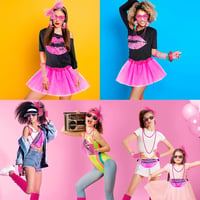 Retro 80-as évek női jelmez szett - Neon rózsaszín kiegészítőkkel, karneválra 6