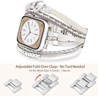VISOOM Boho Gyöngyös Bőr Szíj Apple Watch 42mm/44mm/45mm/49mm Órához - Női Divatos Kétrétegű Karkötő Series 10/9/8/7/SE Kompatibilis 3