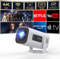 Polocsh 4K Mini Projektor Android 11.0 Rendszerrel - Full HD 1080P Hordozható Házimozi, WLAN6, BT5.2, Auto Keystone, 150" Kijelző, 180° Forg 1