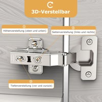 Furniware 2 buc Balamale de colț cu amortizare Soft Close - 110° Hidraulice, Silențioase pentru uși de dulap, cu montare CLIP-ON, Balamale pentru uși mobilier de bucătărie K 2