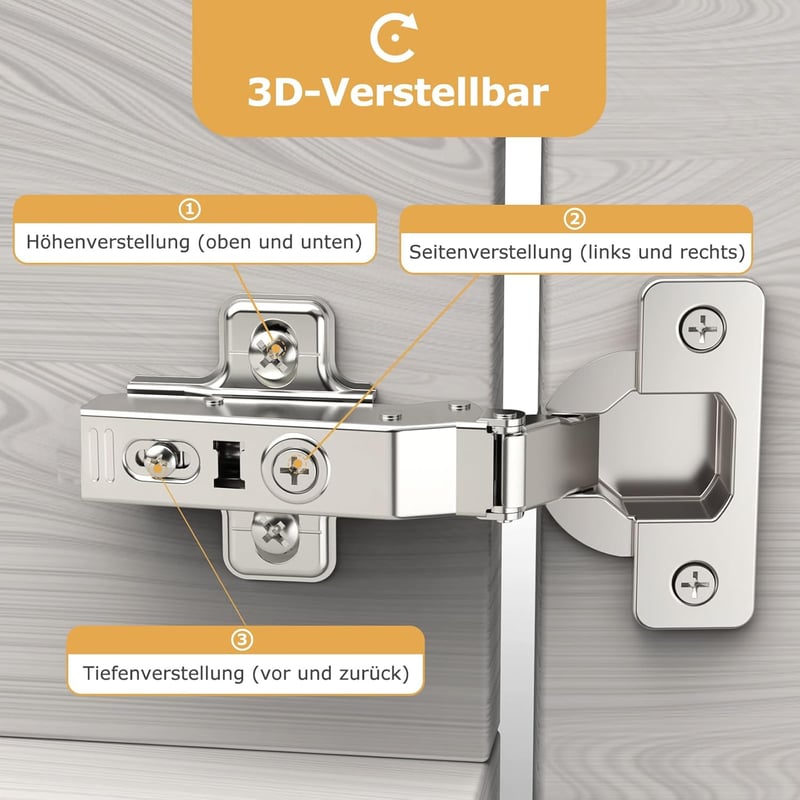 Furniware 2 buc Balamale de colț cu amortizare Soft Close - 110° Hidraulice, Silențioase pentru uși de dulap, cu montare CLIP-ON, Balamale pentru uși mobilier de bucătărie K