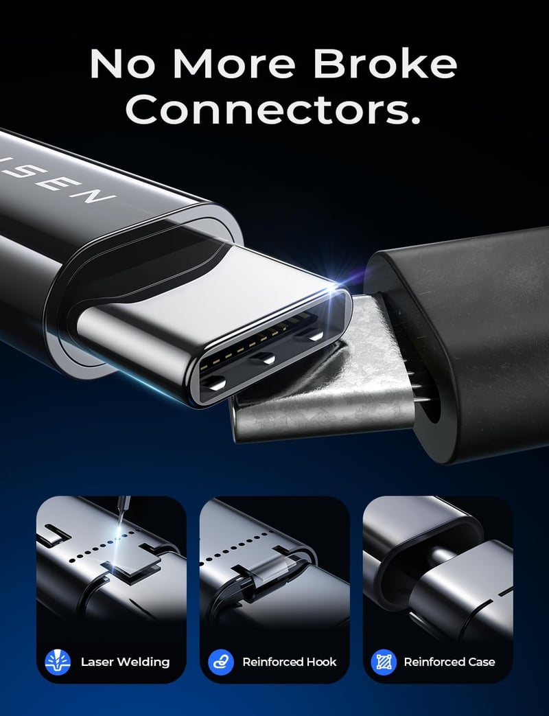 LISEN 240W Apple tanúsított USB-C kábel, 1m + 2m, fekete