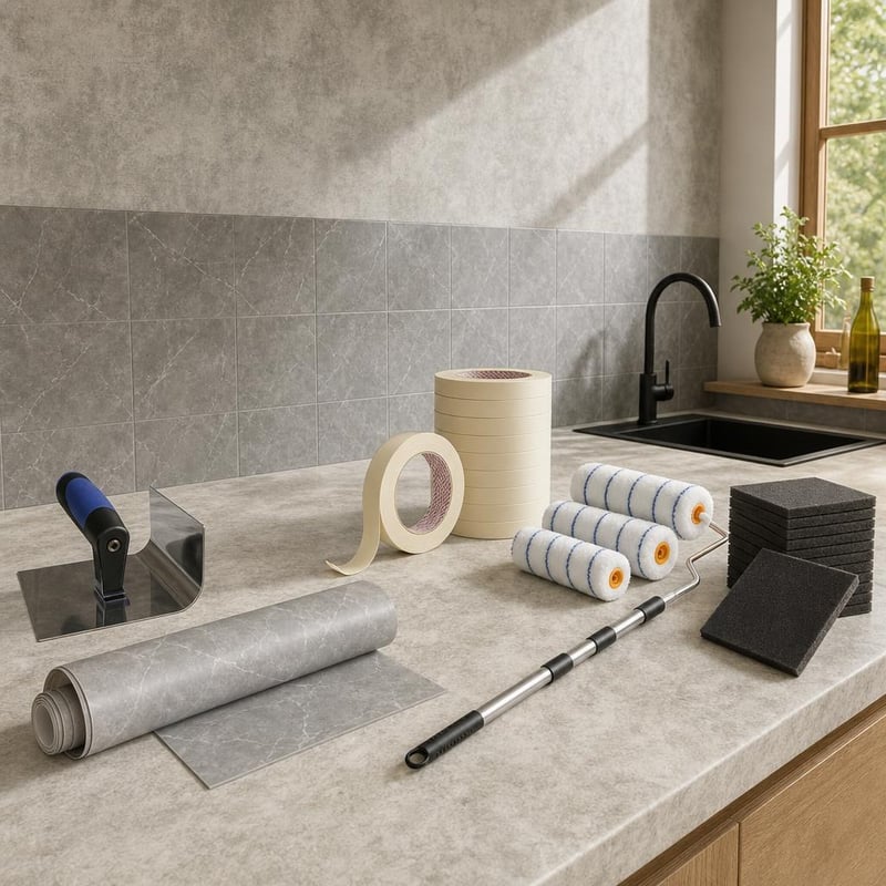 Falvarázs festőcsomag: 24x csempefólia + tapéta + 3x henger + 16x szalag + glettvas + 24x csiszolószivacs