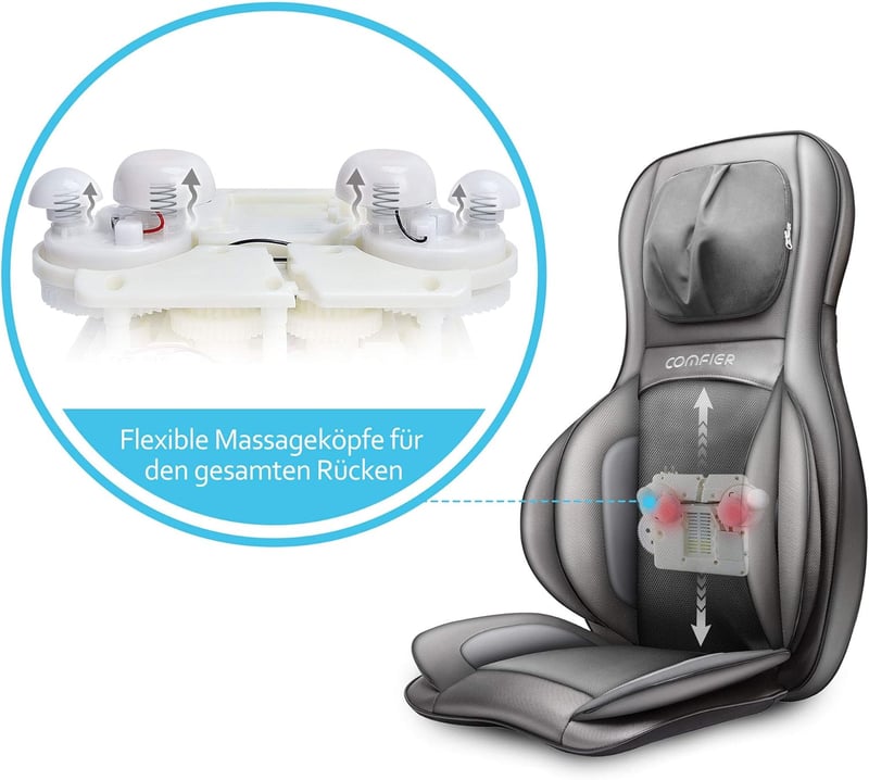 Comfier Shiatsu masszázsülés - Nyak, váll, hát és comb masszírozó, melegítő funkcióval