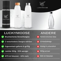 Luckymoose Nagy Űrtartalmú Üvegpalack 675 ml - Stílusos Ivópalack 3