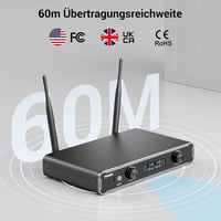 TONOR TW450 Vezeték Nélküli Mikrofon Szett - Duál Karaoke Mikrofon 60m Hatótávval, 5 Csatornával, Vevőegységgel Esküvőre, Előadásokhoz, Szür - Grey and grey 3
