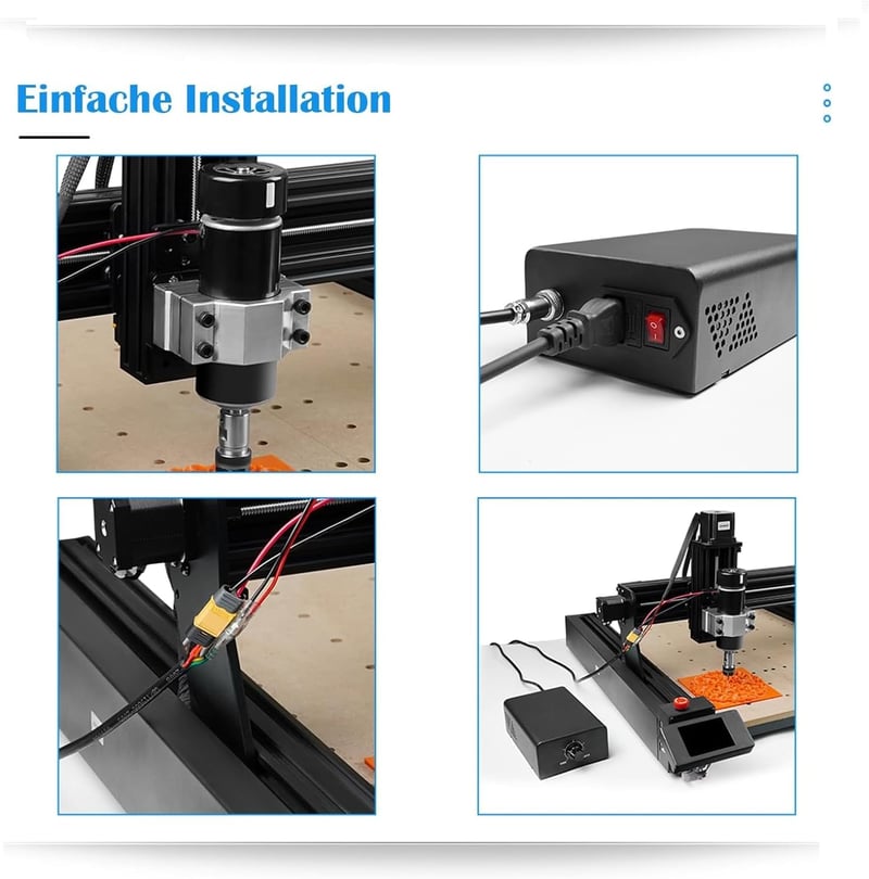 Twotrees 500W CNC Orsómotor 12000 RPM Léghűtéses Kefe Nélküli Motor Beépített Vezérlőegységgel Gravírozáshoz, Maráshoz és Fúráshoz