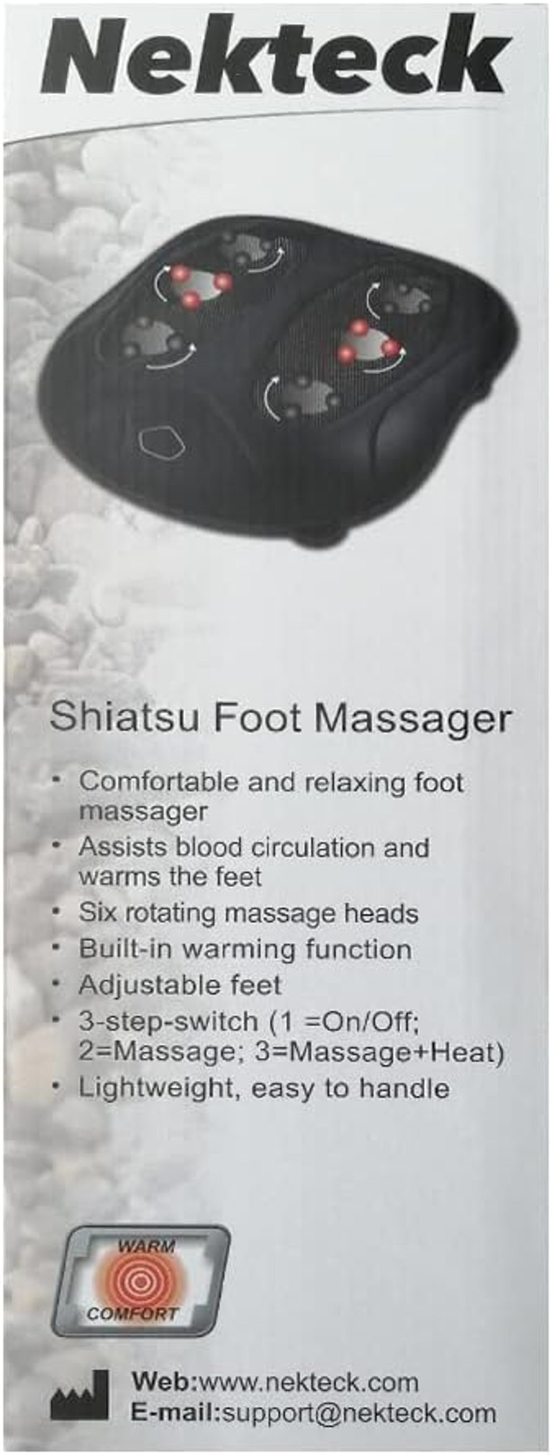 Nekteck Elektromos Talpmasszírozó - 18 Gömbös Shiatsu Melegítő Funkcióval és Érintővezérléssel