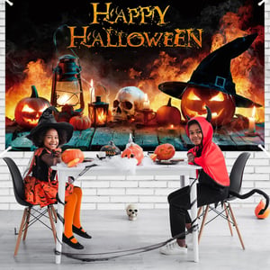 AEESRRU Halloween dekoracijski banner - ukras za vrata s motivom bundeve i duha + 4 komada