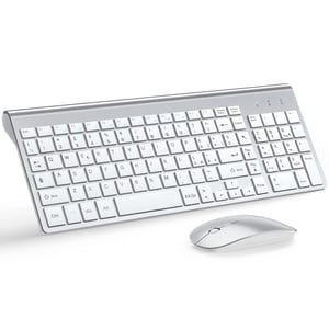 TopMate ultratanki bežični set tipkovnice i miša, 2.4G, 2400DPI - srebrno-bijeli