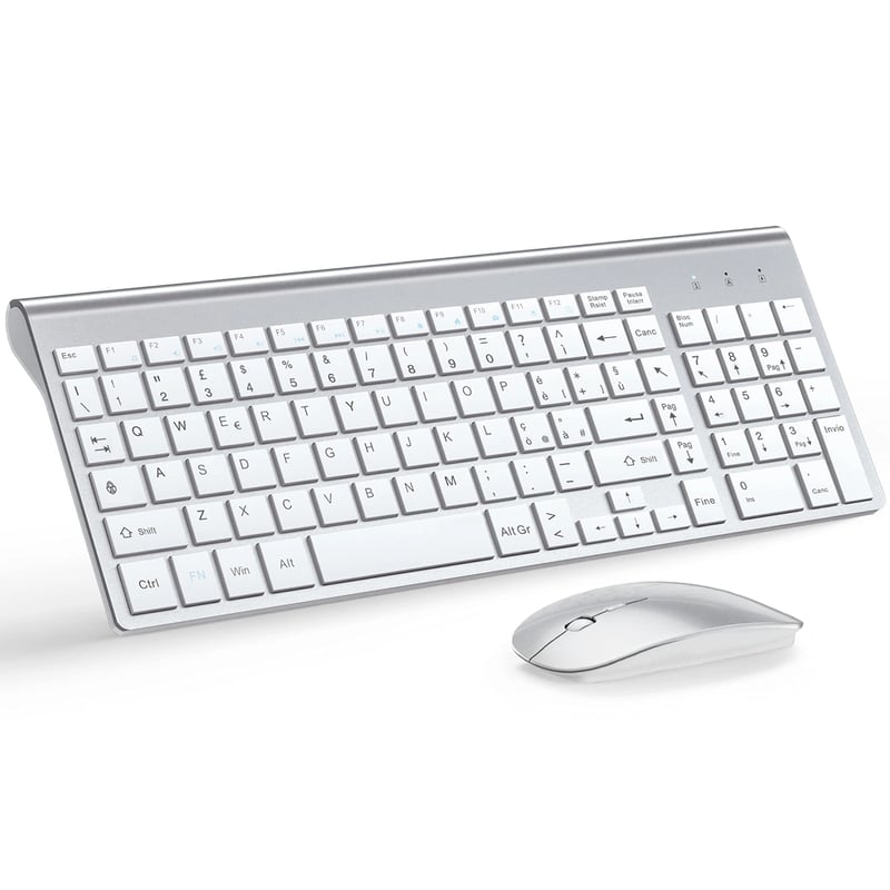 TopMate Wireless Billentyűzet és Egér Szett 2.4G USB Csendes Ezüst