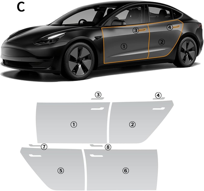 Folie TPU FDAIUN pentru protecție bară de protecție și faruri Tesla Model 3 - Folie transparentă de protecție caroserie pentru modelele 2020-2023, rezistentă la zgârieturi, rezistentă la UV