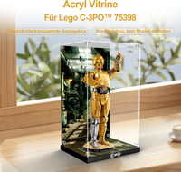 cooldac Akril Vitrin LEGO Star Wars 75398 C3PO Készlethez - Átlátszó Porvédő Kiállító Doboz HD Háttérrel - Építőkészlet Nélkül 3